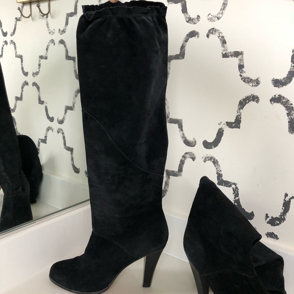 Michael Kors Slouchy Knee High Black Suede Boots